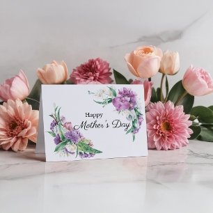 Happy Mothers day Watercolor Lavender Floral Card