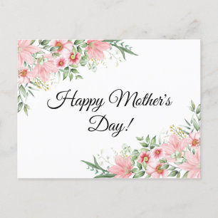 Happy Mothers Day watercolor pink floral classic Postcard