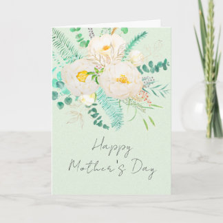 happy mother's day white peony flower card