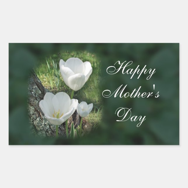 Happy Mother's Day White Tulips Sticker (Front)