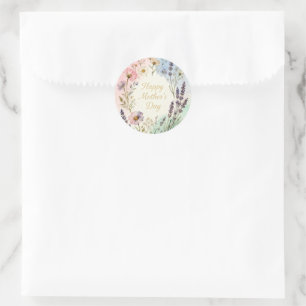Happy Mother's Day Wildflowers Classic Round Sticker