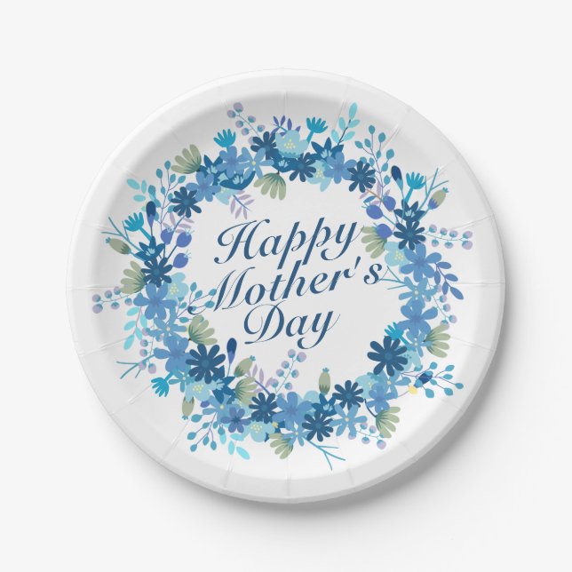 Happy Mother's Day Winter Floral Paper Plate (Front)