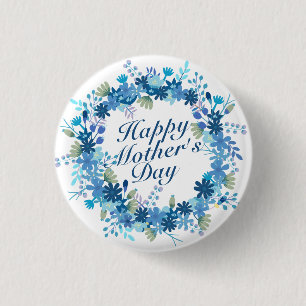 Happy Mother's Day Winter Floral Wreath Button
