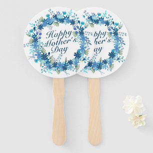Happy Mother's Day Winter Floral Wreath Hand Fan