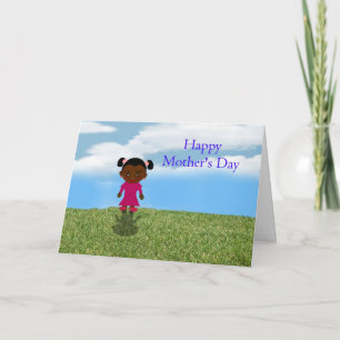 Happy Mother's Day with African American Girl Card