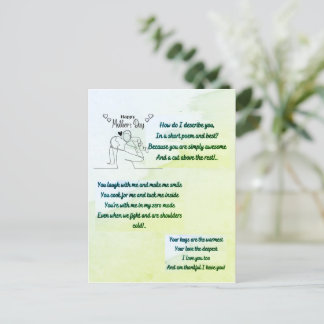 Happy Mother's Day with an original Poem Postcard