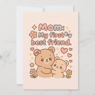 Happy Mothers day with bear design Holiday Card