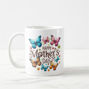 Happy Mother's Day with Butterflies Clipart Coffee Mug