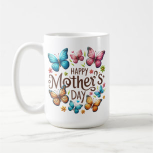 Happy Mother's Day with Butterflies Clipart Coffee Mug