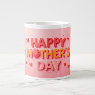 Happy Mother's Day with Hearts Large Coffee Mug