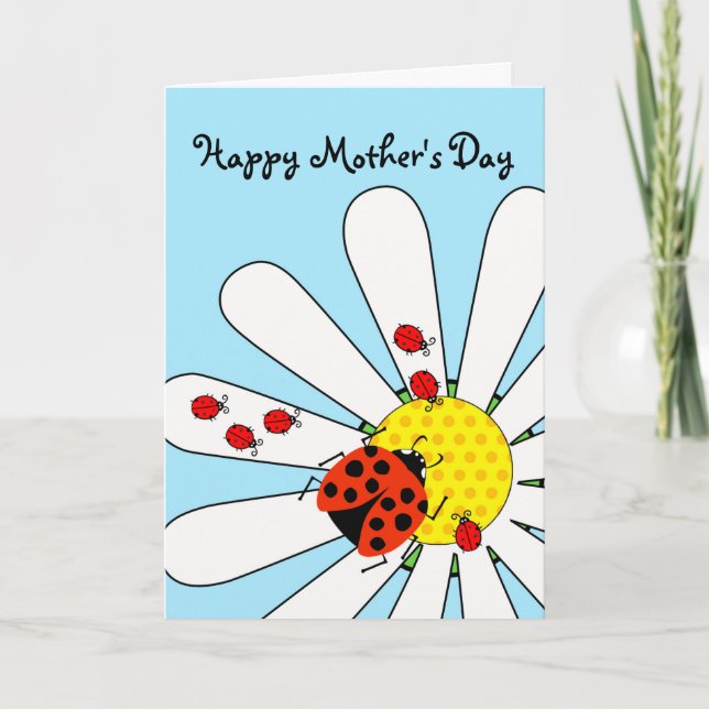 Happy Mother's Day with Ladybug and Babies  Card (Front)