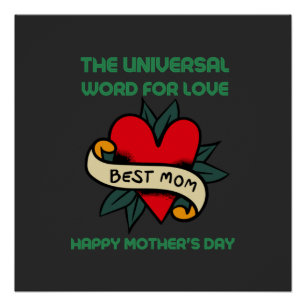Happy Mothers Day With Love And Flower  Poster