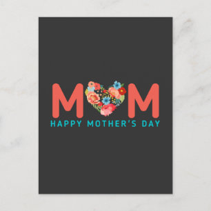 Happy Mothers Day With Love And Flowers Colourful Postcard