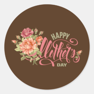 Happy Mothers Day With Love And Flowers Spring Classic Round Sticker