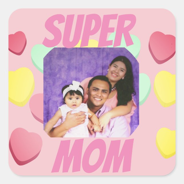 Happy Mother's Day With Love Red colourful hearts Square Sticker (Front)
