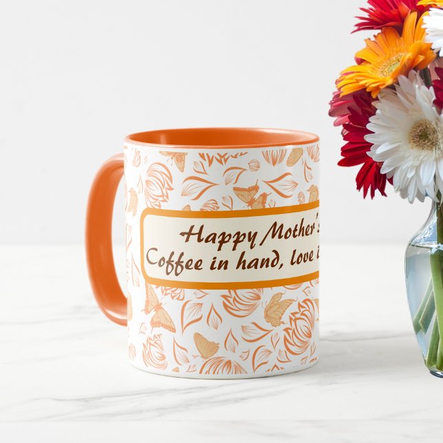 Happy Mother's Day with Orange Butterfly Pattern Mug (Creator Uploaded)