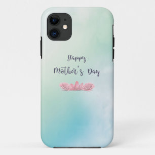 Happy-Mothers-Day-with-pink-Flowers iPhone 11 Case
