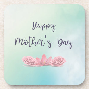 Happy-Mothers-Day-with-pink-Flowers Coaster
