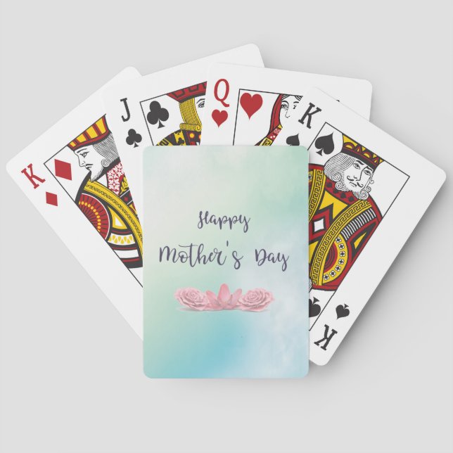 Happy-Mothers-Day-with-pink-Flowers Playing Cards (Back)