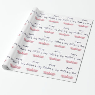 Happy-Mothers-Day-with-pink-Flowers Wrapping Paper
