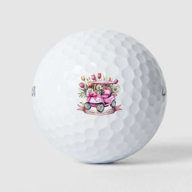 Happy Mother's Day with pink golf cart Balls (Front)