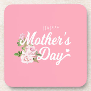 Happy Mother's Day with Pink Roses   Coaster