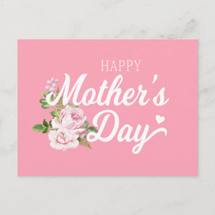 Happy Mother's Day with Pink Roses   Postcard