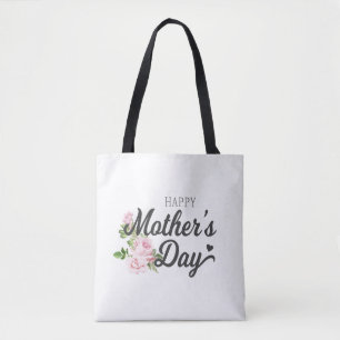 Happy Mother's Day with Pink Roses   Tote Bag