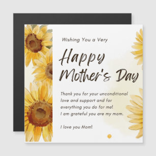 HAPPY MOTHER'S DAY WITH SUNFLOWERS MAGNETIC CARD