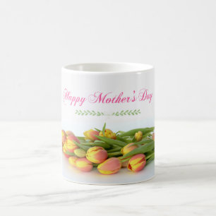 Happy Mother's Day with Yellow and Orange Tulips Coffee Mug