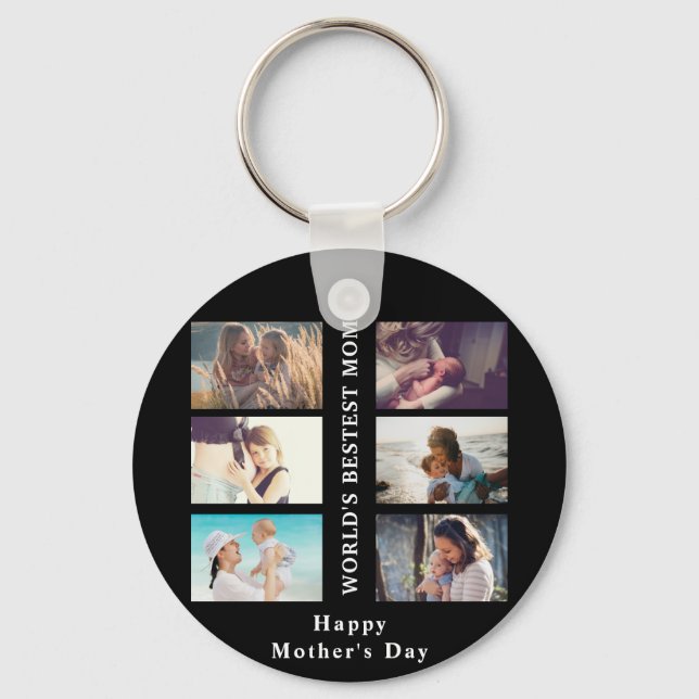 Happy Mother's day World's best mom custom photo  Keychain (Front)