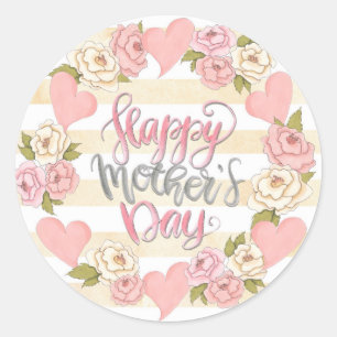 Happy Mothers Day Wreath Classic Round Sticker