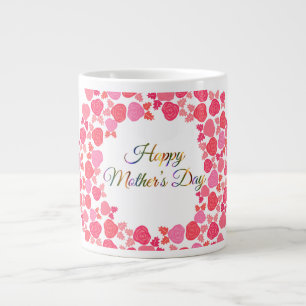 Happy Mothers Day Wreath Large Coffee Mug