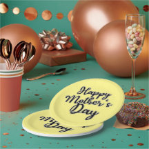 Happy Mothers Day  Yellow Paper Plate