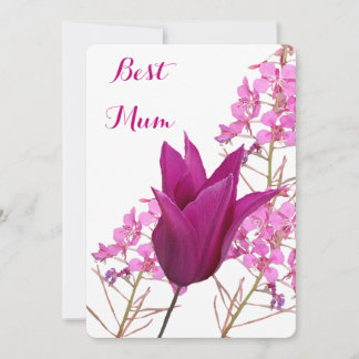 Happy Mother's pretty pink tulip beautiful floral Invitation