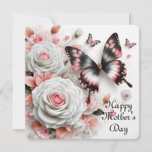 Happy Mother's  Roses and Butterflies Holiday Card