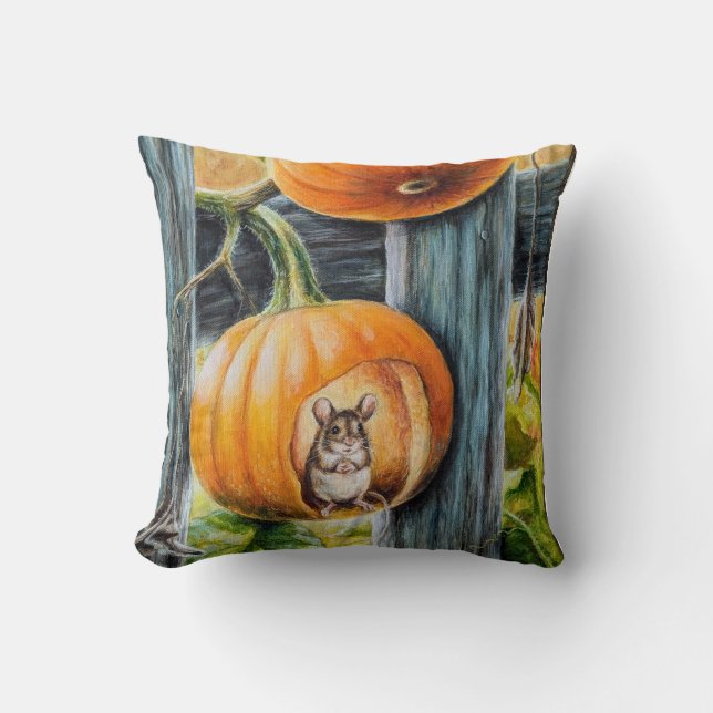 Happy mouse throw pillow (Front)