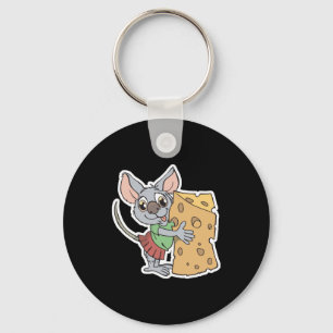happy mouse with cheese keychain