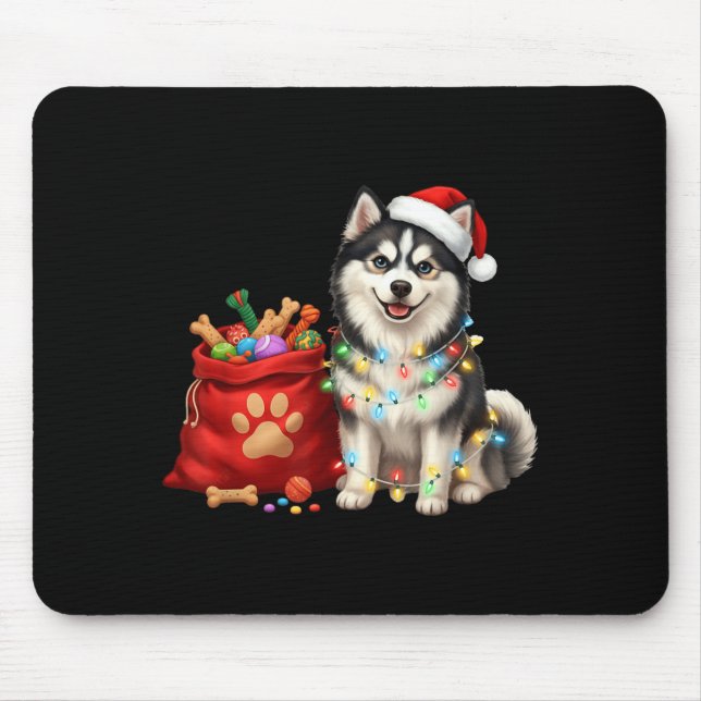 Happy Msky Christmas Lights Dog Mom Msky  Mouse Pad (Front)
