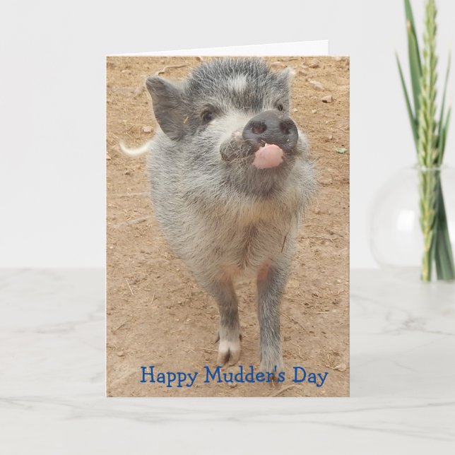 Happy Mudder's Day, Mini Pig Card (Front)