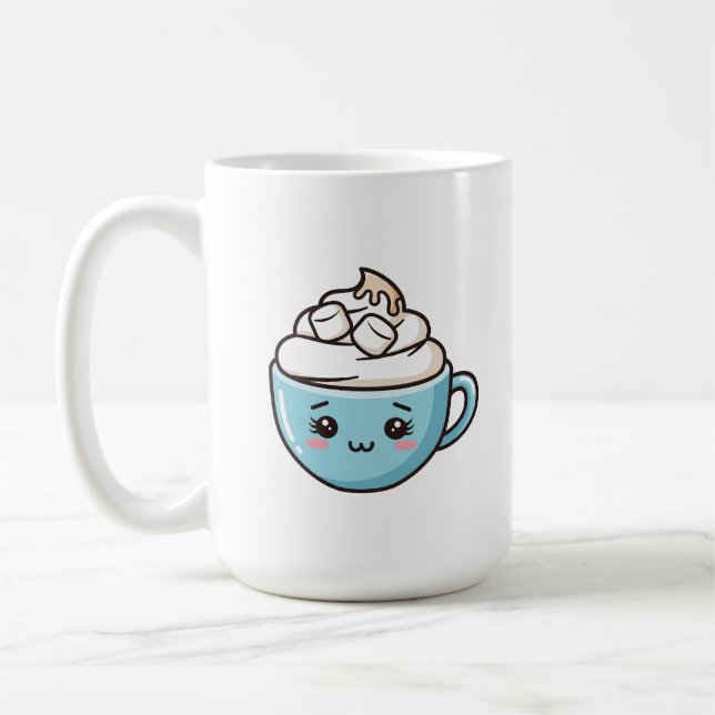 "Happy Mug" Cute Chibi Drink Sticker/Pin Coffee Mug (Left)