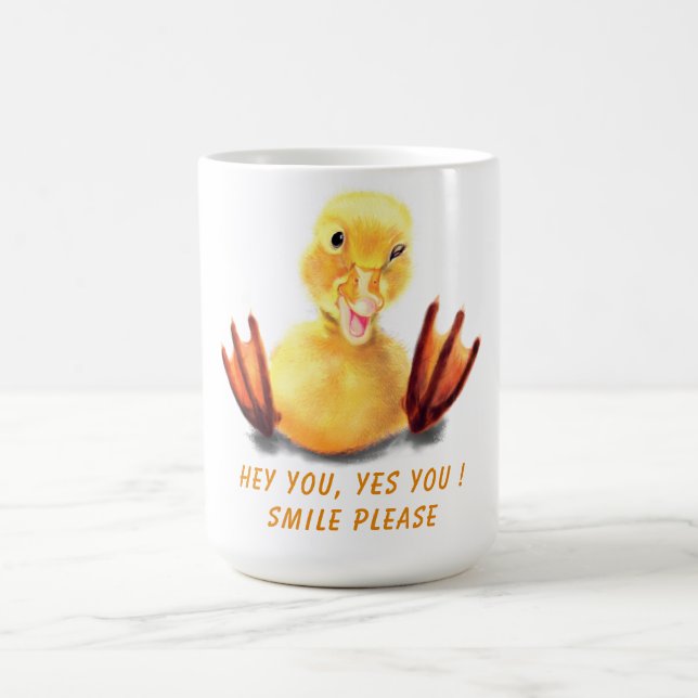 Happy Mug Funny Yellow Duck - Custom Text (Center)
