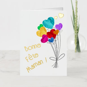 Happy multicolored balloons bonne fête maman foil greeting card