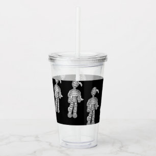 Happy mummies on black acrylic tumbler