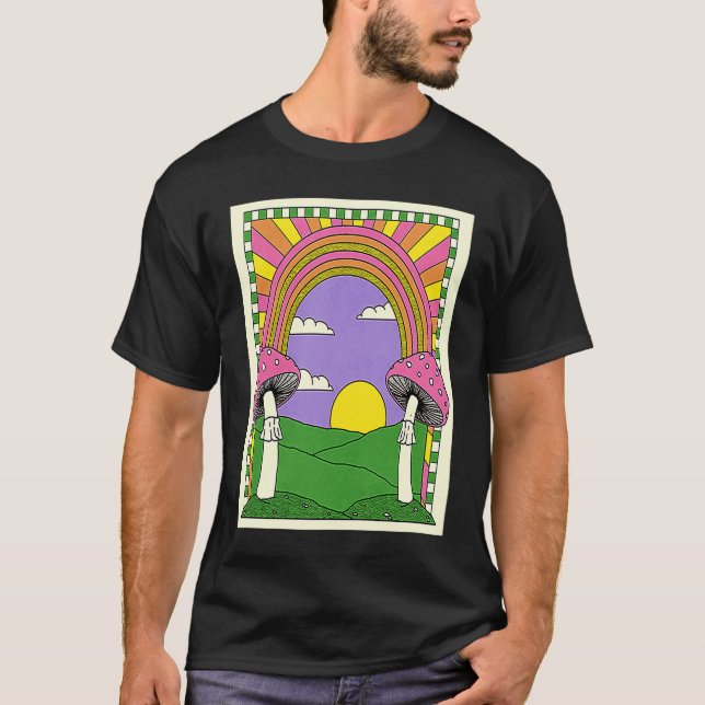 Happy Mushroom Psychedelics Rainbow T-Shirt (Front)