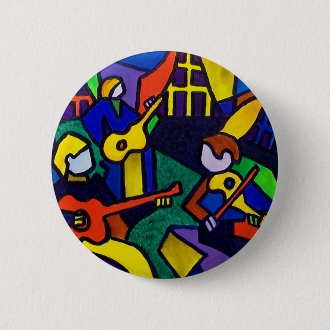 Happy Music 2 Inch Round Button (Front)