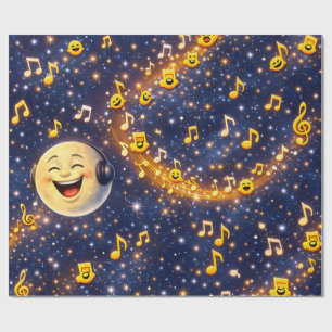 Happy musical Moon Galaxy custom wrapping paper