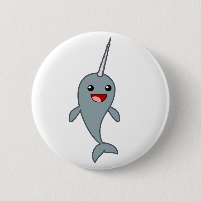 Happy Narwhal 2 Inch Round Button (Front)