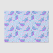 Happy Narwhal Pattern Tissue Paper