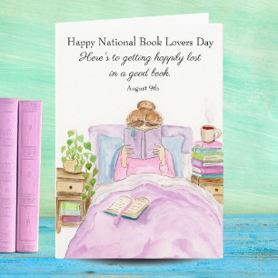 Happy National Book Lovers Day Woman August 9th Card